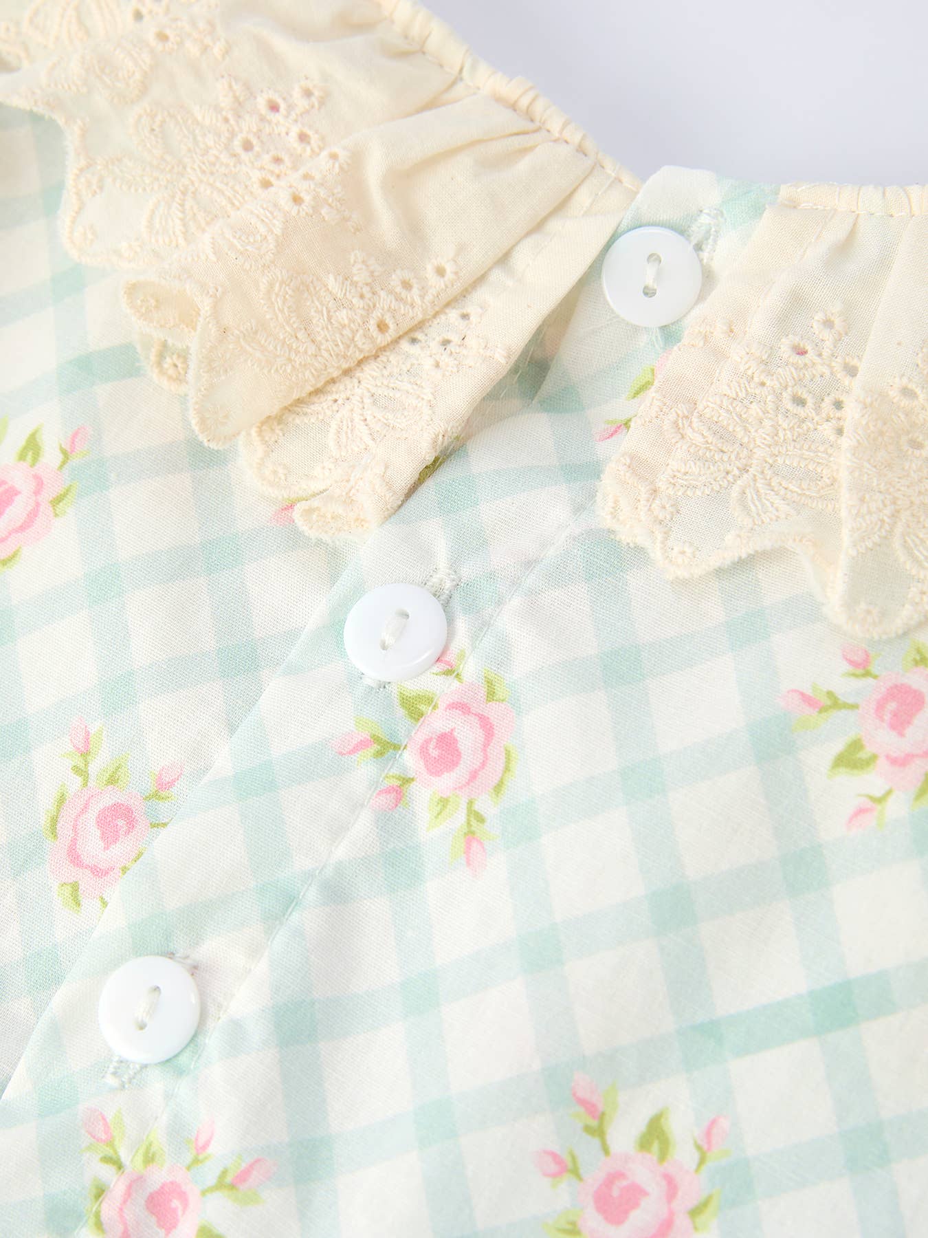 Plaid Floral Baby Girls' Romper and Short Sleeve Dress Matching Headband