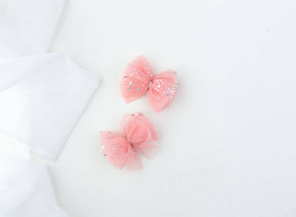 Tulle Hair Bow Set - Pink