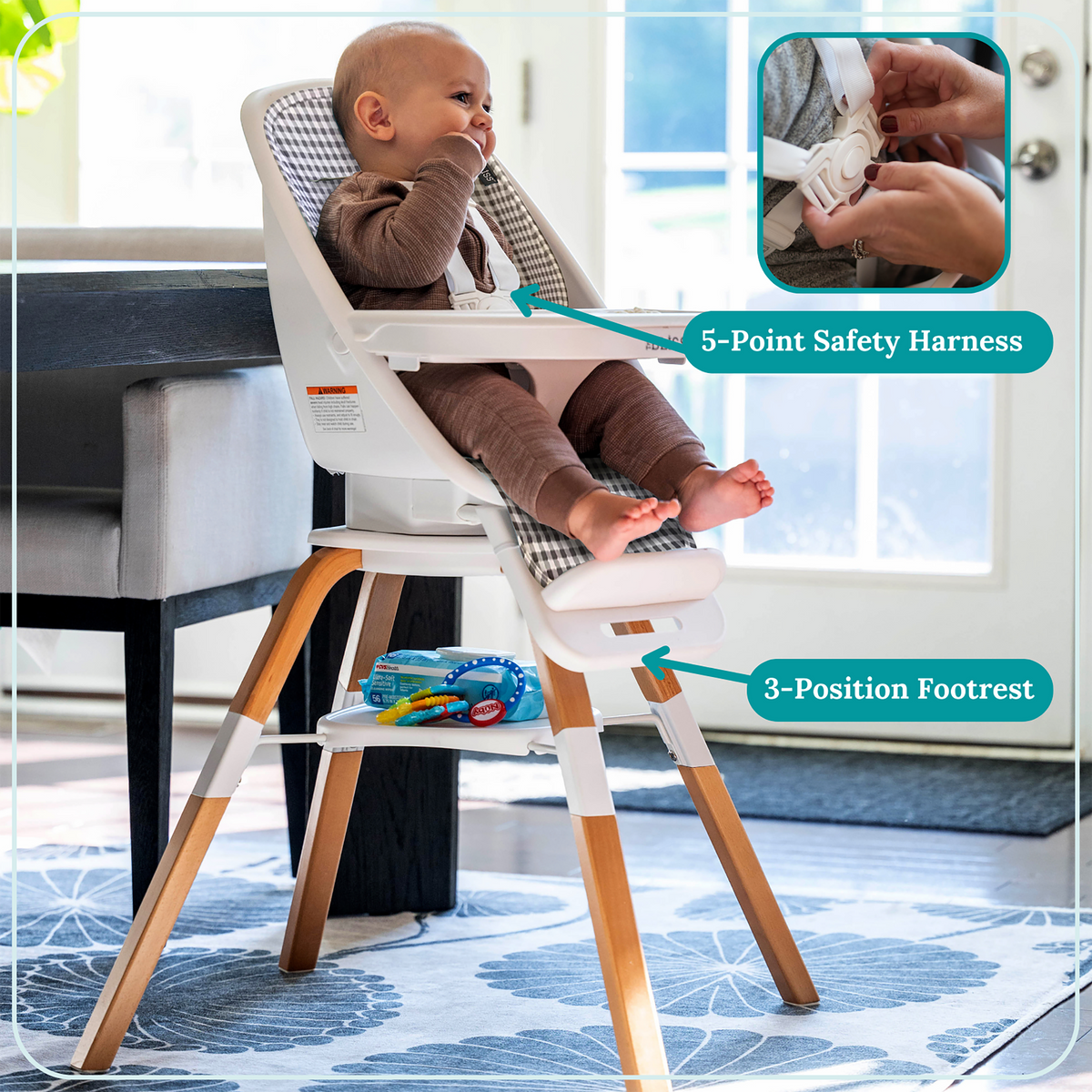 TruBliss Baby 2-in-1 Turn-A-Tot High Chair with 360 degree Swivel
