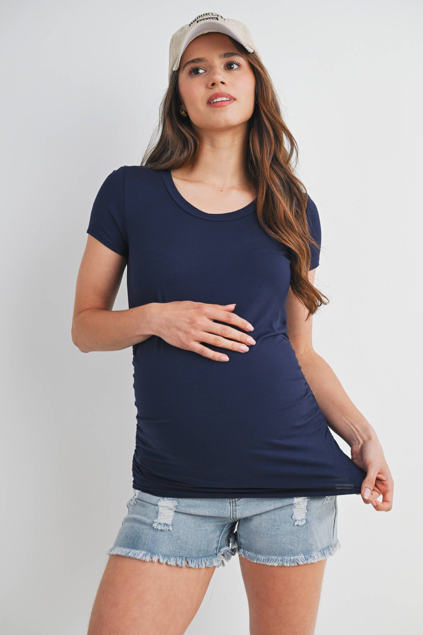 Ruched Short-Sleeve Maternity T-Shirt
