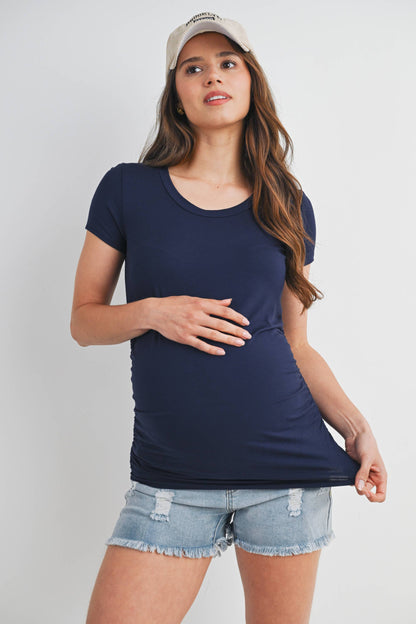 Ruched Short-Sleeve Maternity T-Shirt
