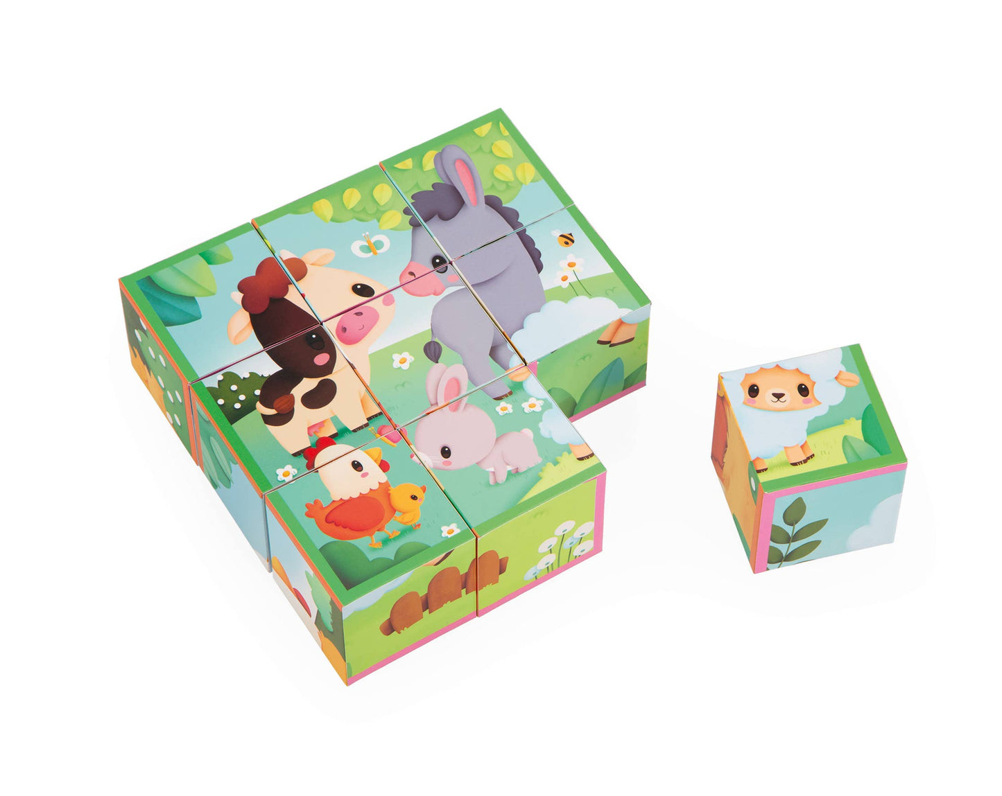 Farm Block Puzzle 9 Cubes & 6 Scenes