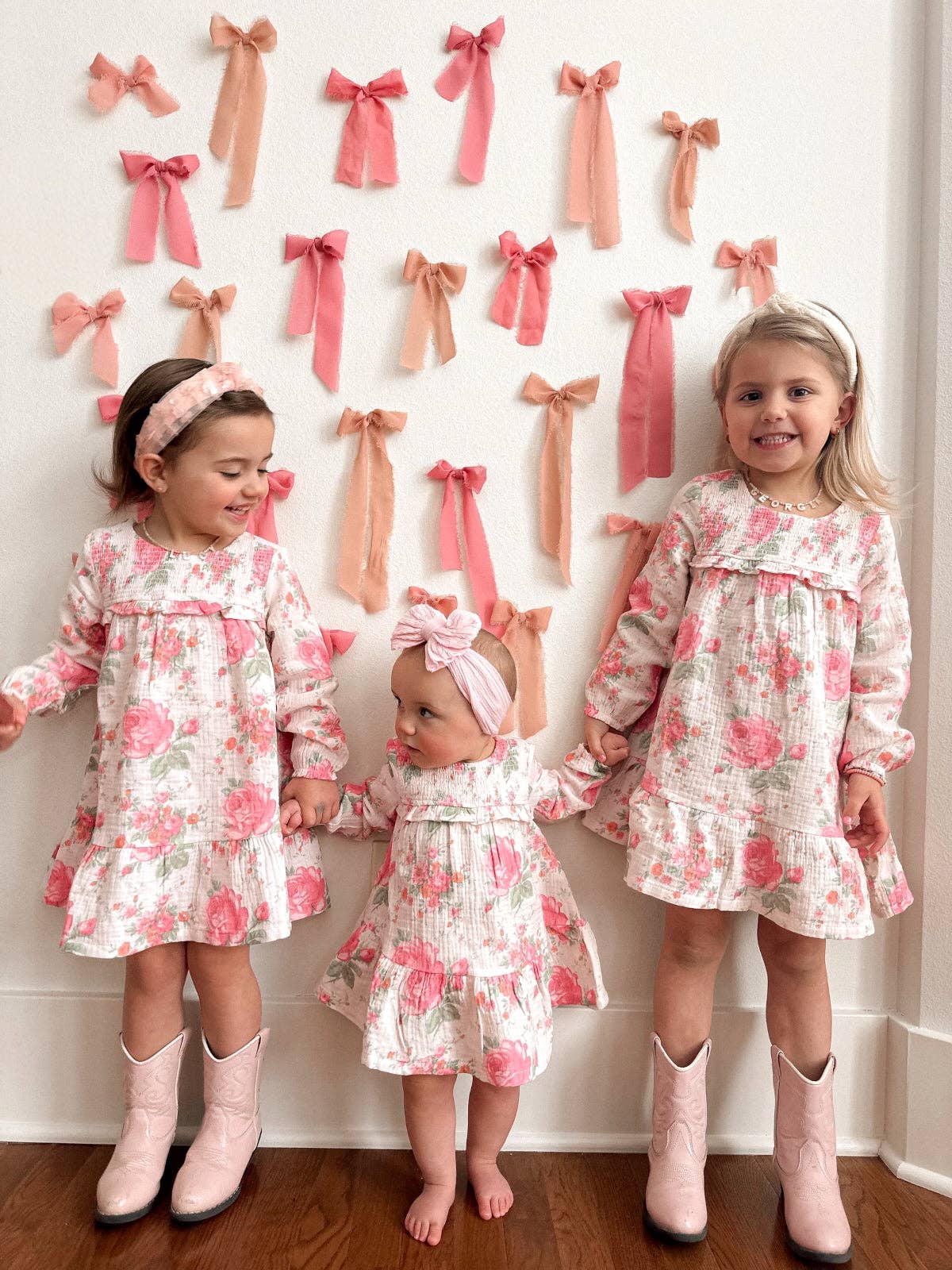 Pink Roses Ruffle  Dress