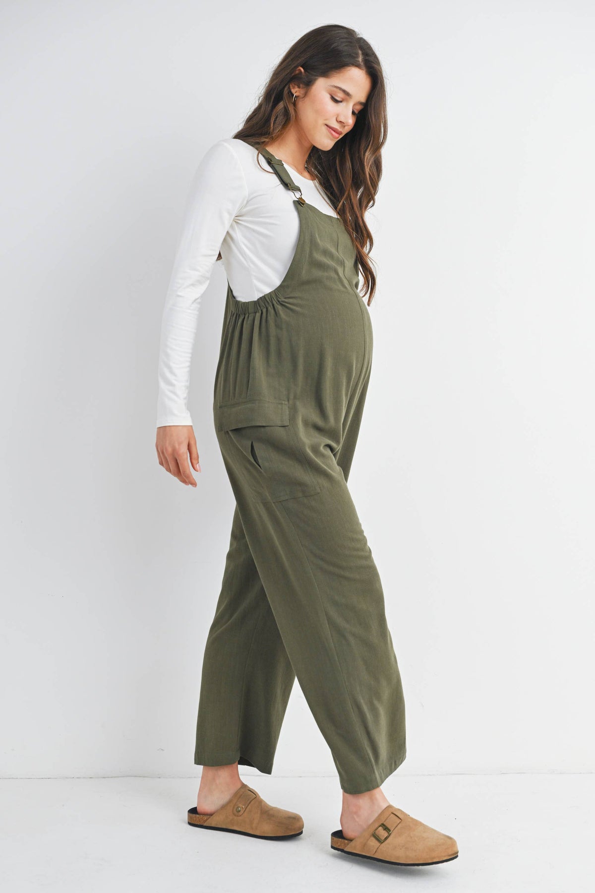 Straight Leg Maternity Adjustable Overalls