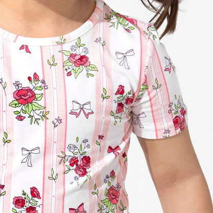Floral Stripes Short Set