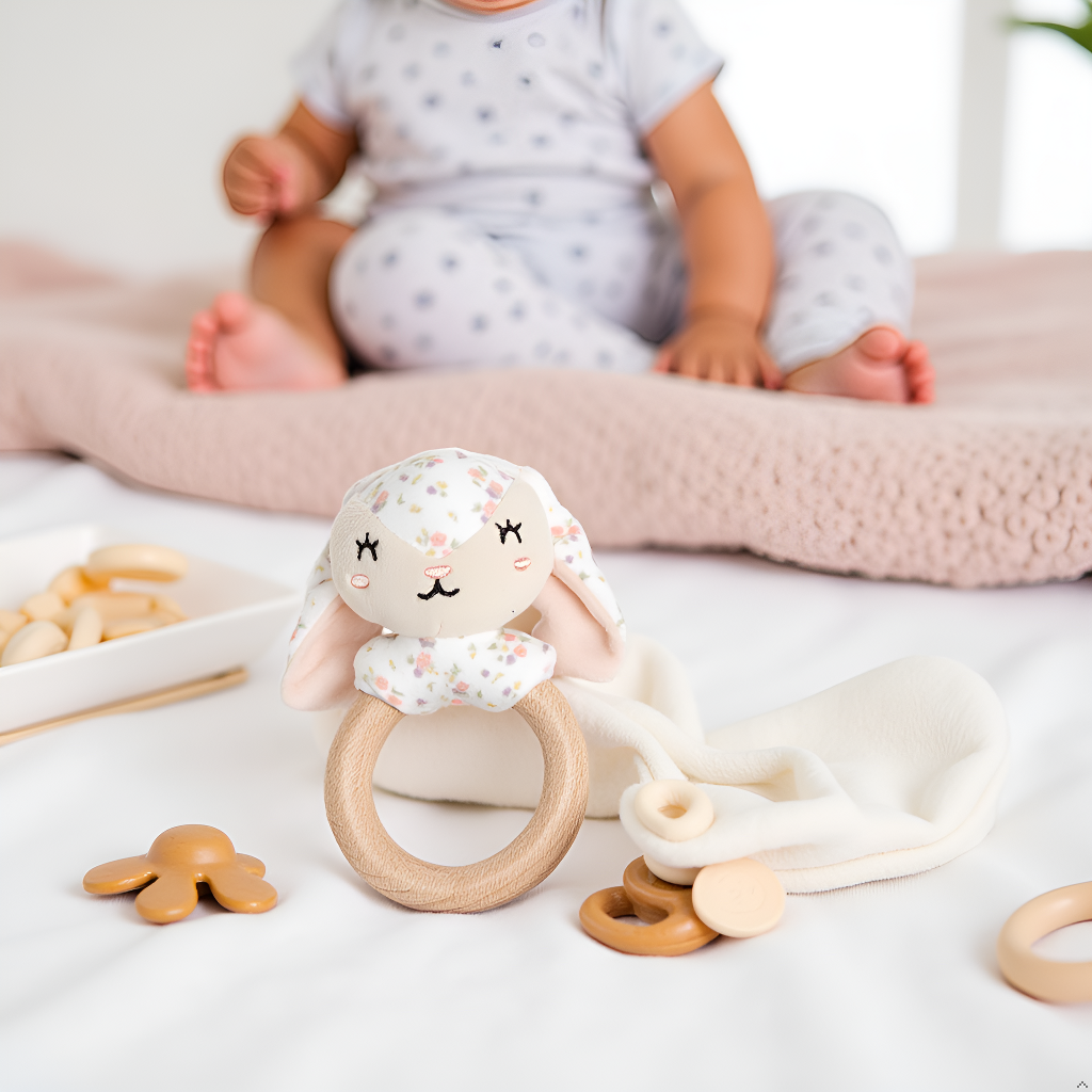 Bunny Wooden & Plush Teether