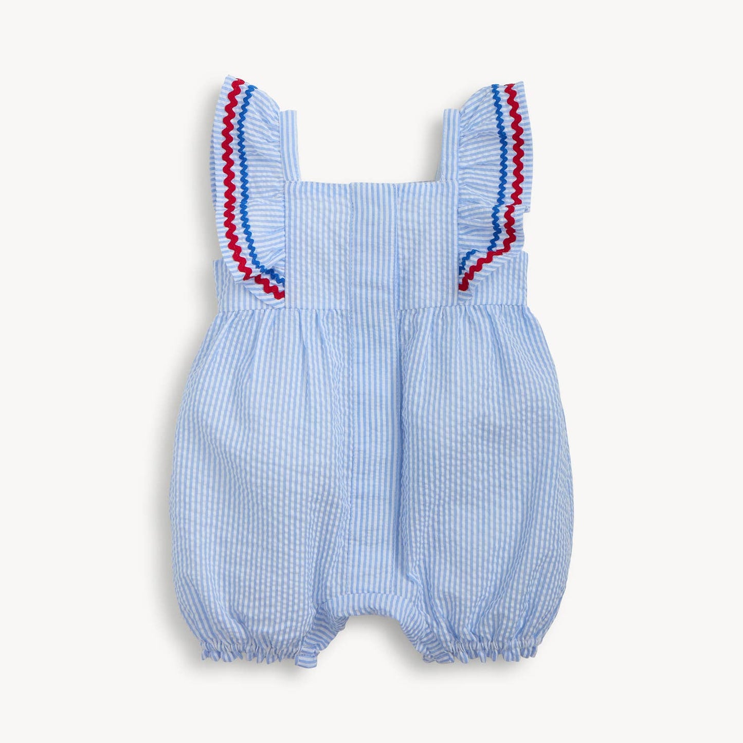 SEERSUCKER STRIPE FLUTTER SLV ROMPER