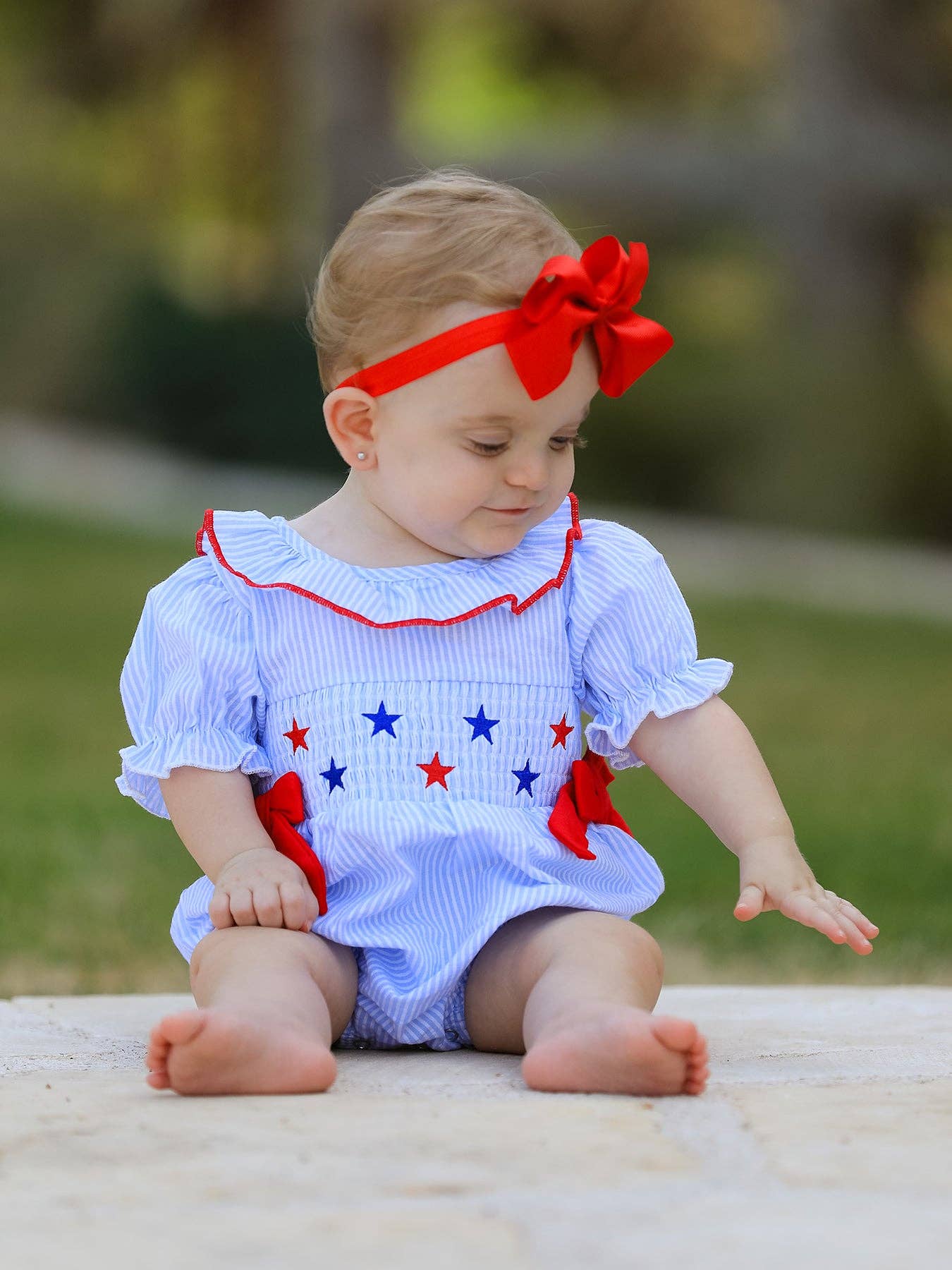 Smocking Star Embroidered Romper