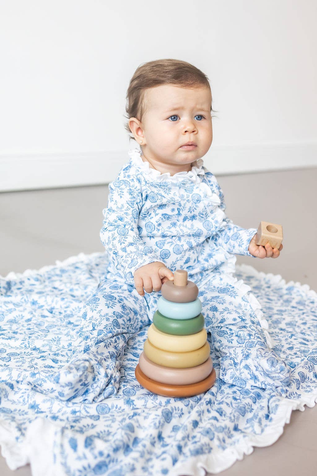 Floral Bunnies Pima Baby Onesies