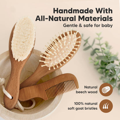 Baby Wooden Hairbrush Set