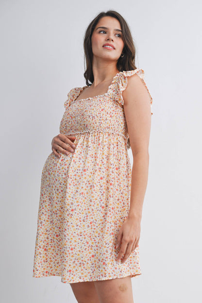 Floral Smocked Maternity Dress