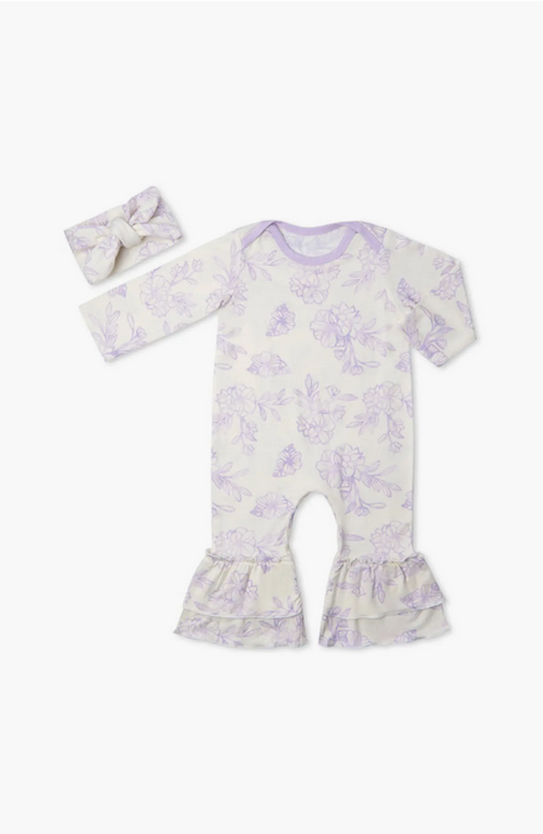 Ruffle Romper & Head Wrap Set - Bali