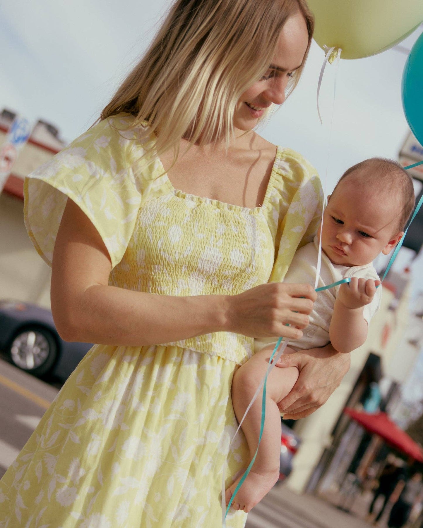 Lola Smocked Midi Dress | Yellow Floral