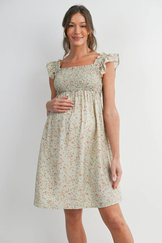 Floral Smocked Maternity Dress