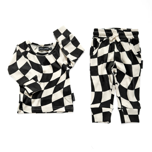 Wavy Black Ribbed Set