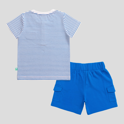 Pinstriped Tee & Shorts Set