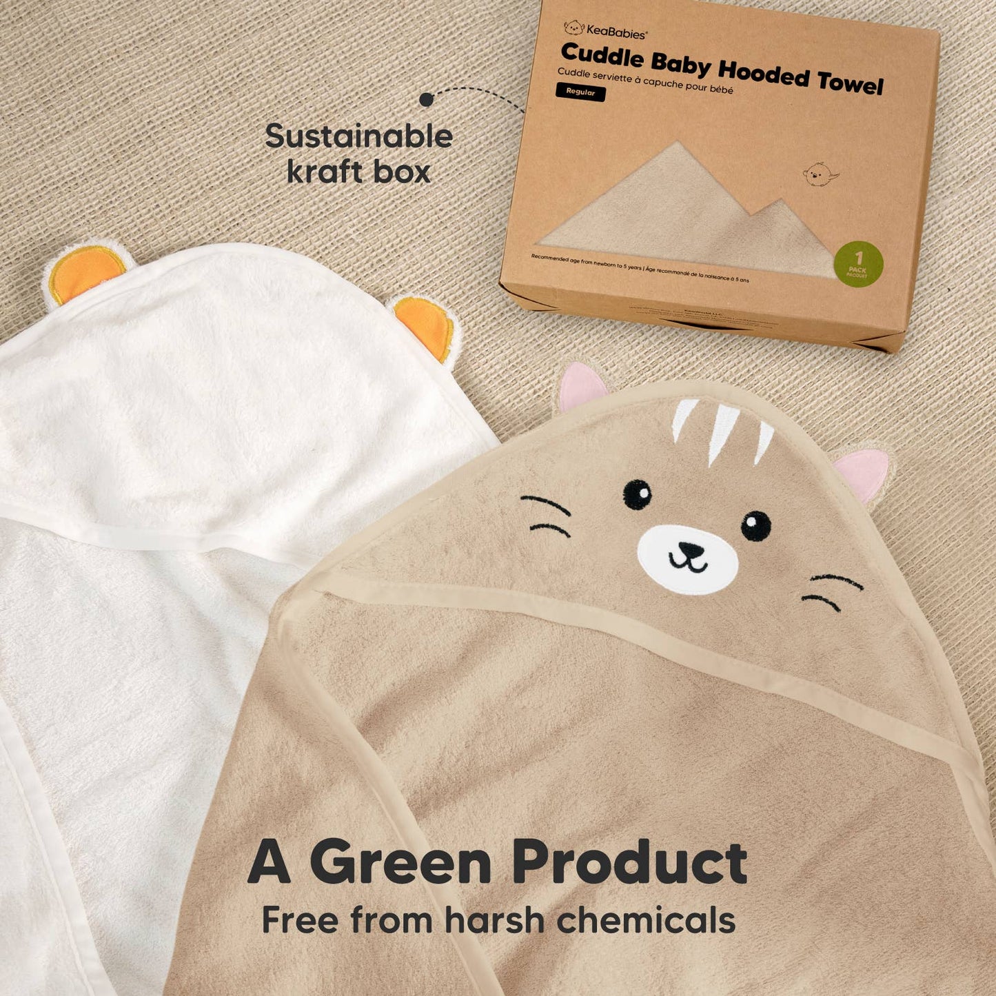 KeaBabies Cuddle Baby Hooded Towel