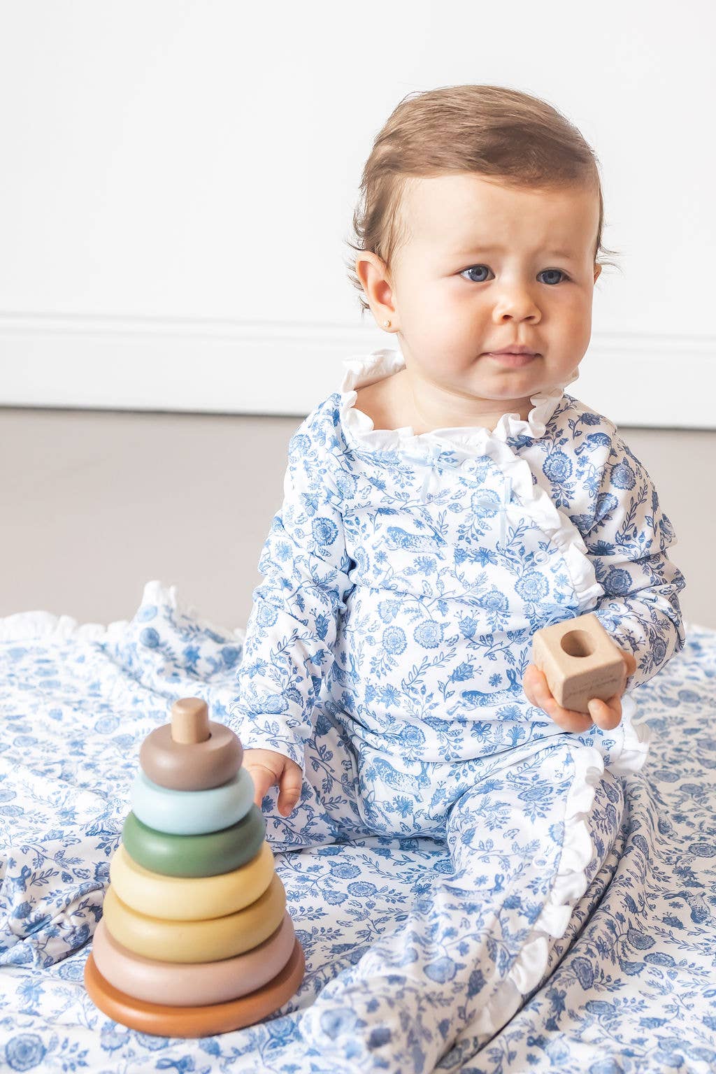 Floral Bunnies Pima Baby Onesies