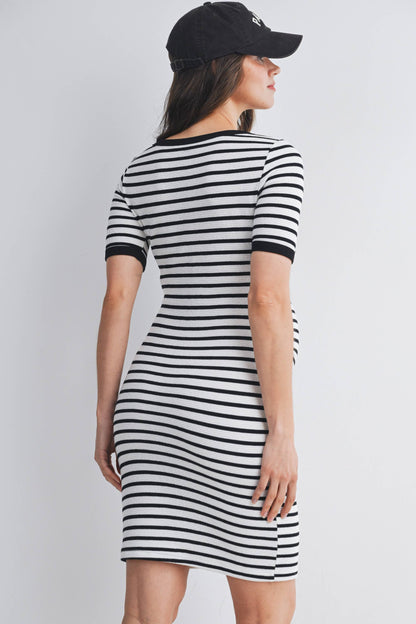 Striped Bodycon Maternity Dress