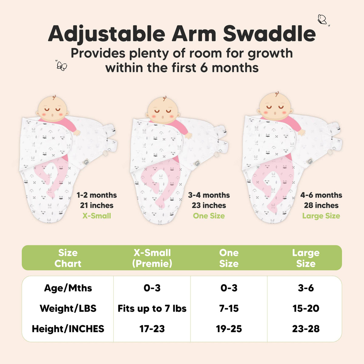 3pk Soothe Baby Swaddles 0-3M
