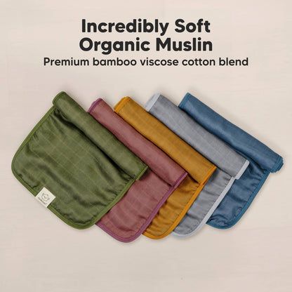 5pk Lumi Muslin Burp Cloths Corals