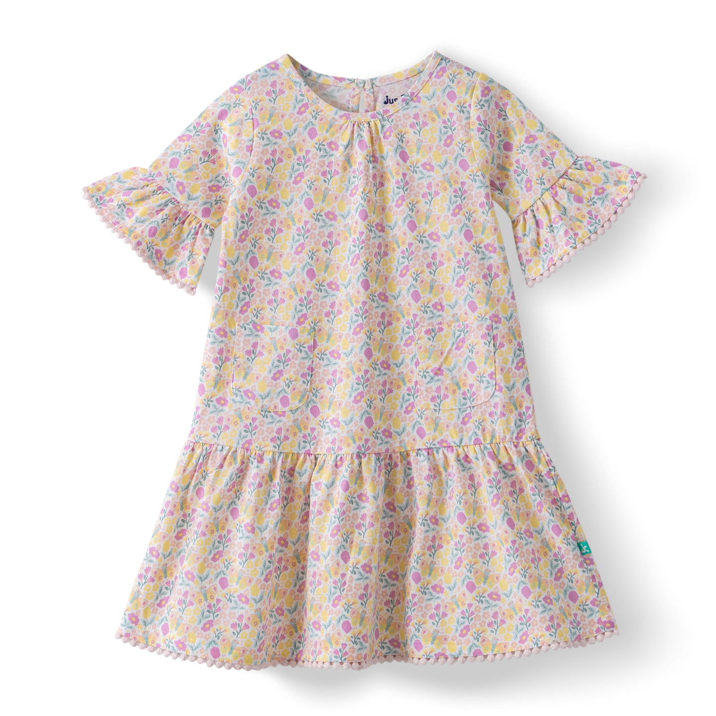 Floral Ruffle Sleeve Tiered Dress