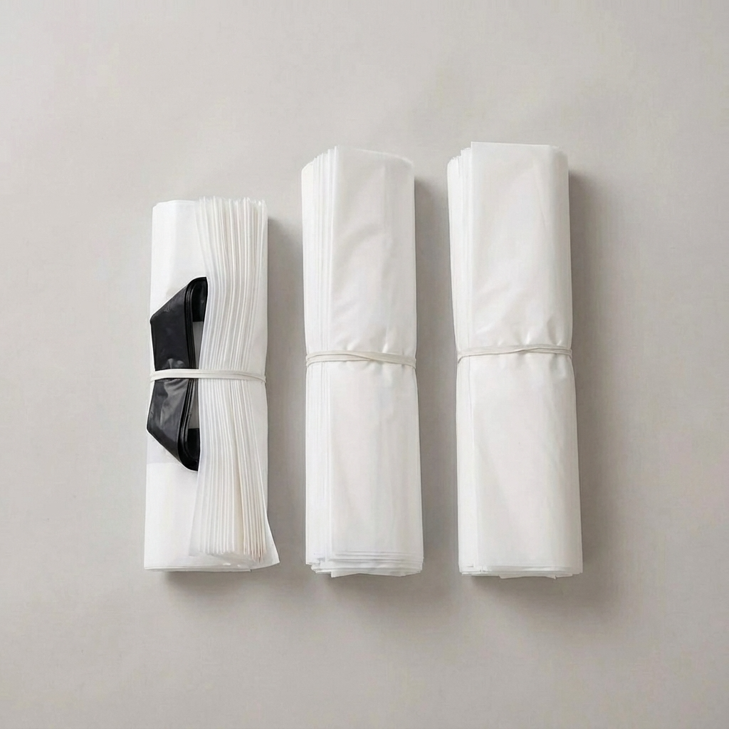 50pcs, 3 sizes White PVC gift bag with Black handle