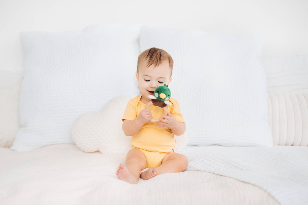Duck Wooden & Plush Teether