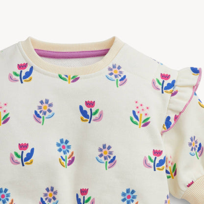 FLORAL IVORY FT GIRLS 2PC SWEATER/LNG PNT SET
