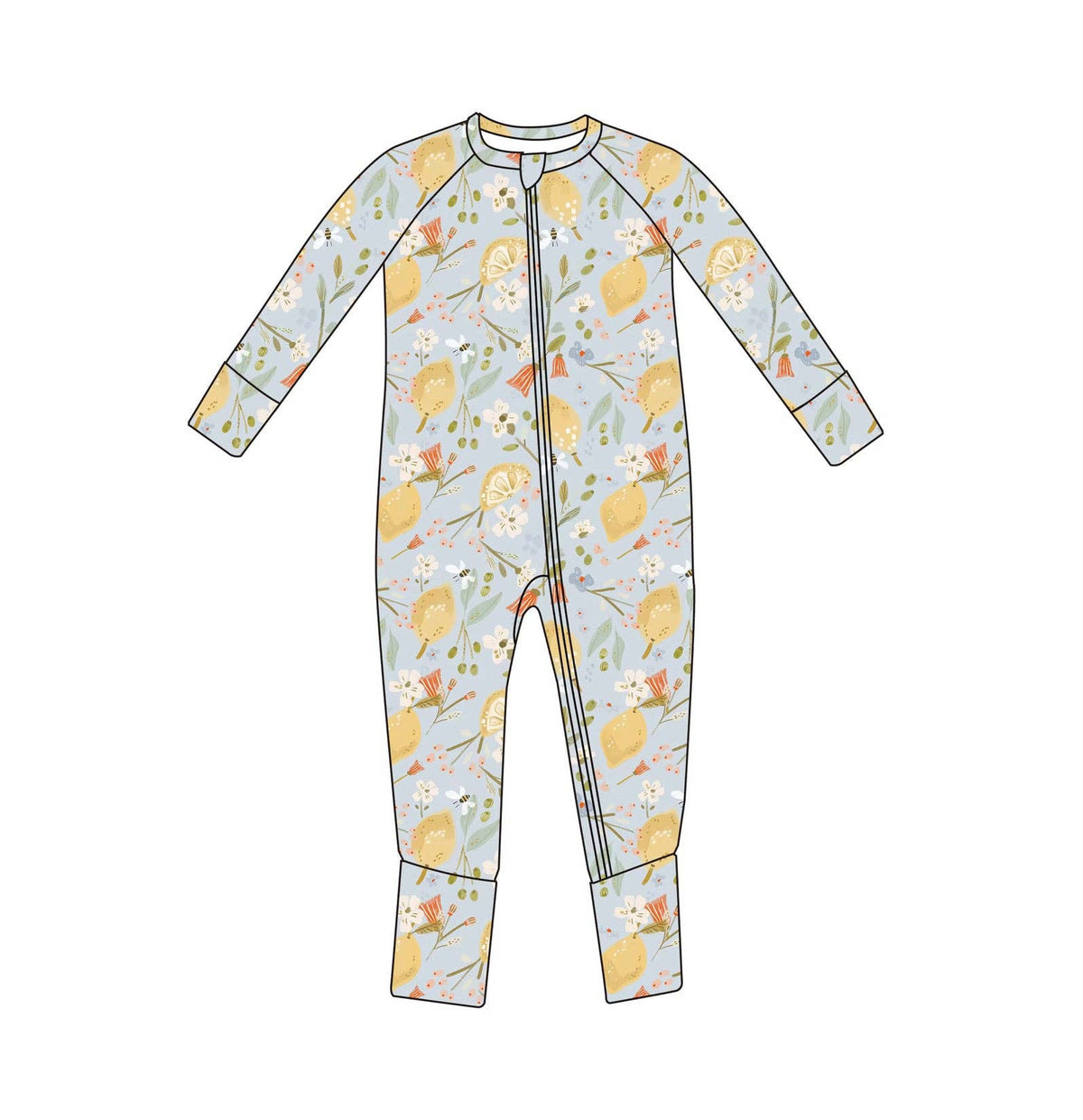 Lemon Floral Footie Romper