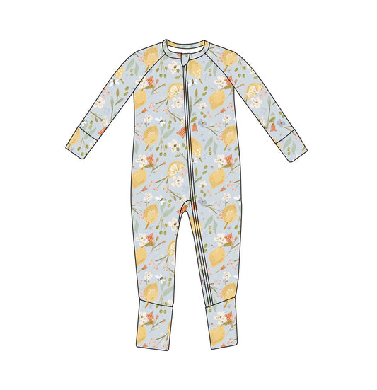 Lemon Floral Footie Romper