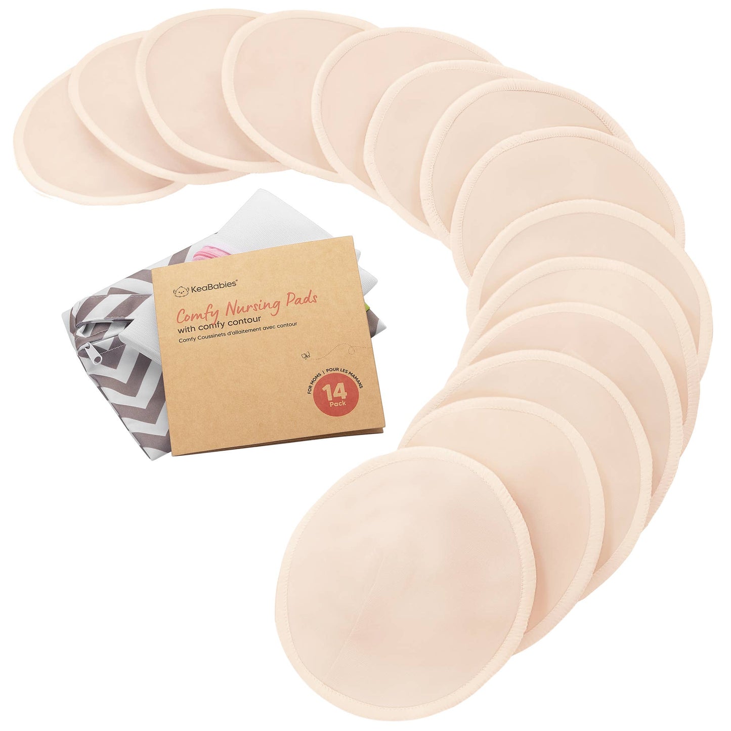 14pk Comfy Nursing Pads, Reusable Breastfeeding Pads
