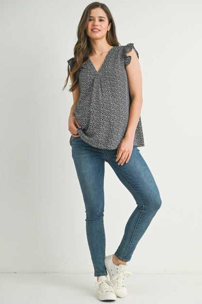 V-Neck Ruffle Maternity Top