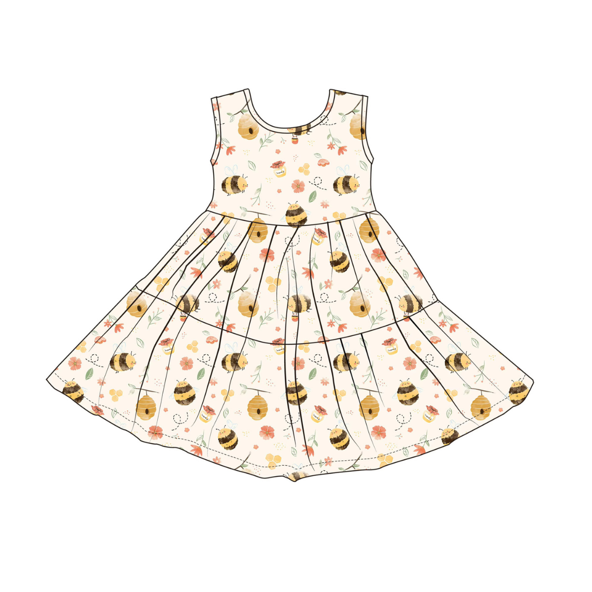 Honey Bee Sleeveless Twirl Dress