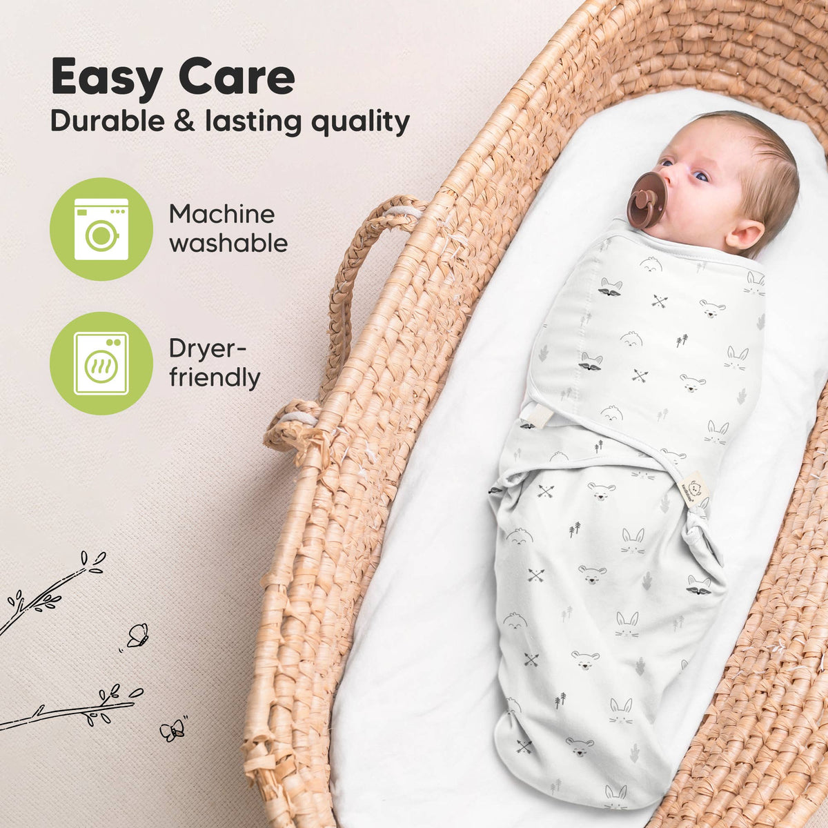 3pk Soothe Baby Swaddles 0-3M