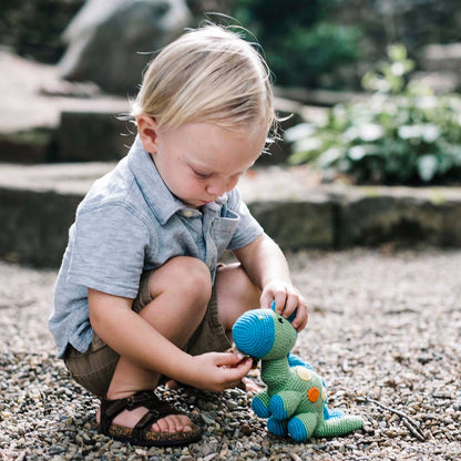 Stegosaurus Plush Dino Rattle – Green