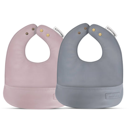 2 Soft Vegan Leather Bibs 0-12 Months