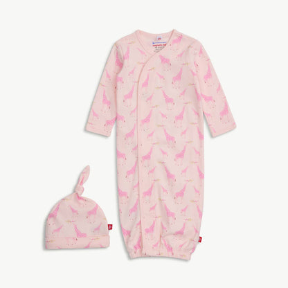 PINK JOLIE GIRAFFE ORGANIC COT. MAG GOWN SET