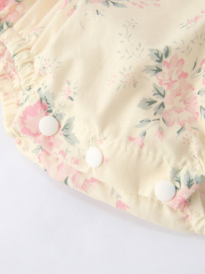 Lace Bow Baby Girls Romper Match Headband