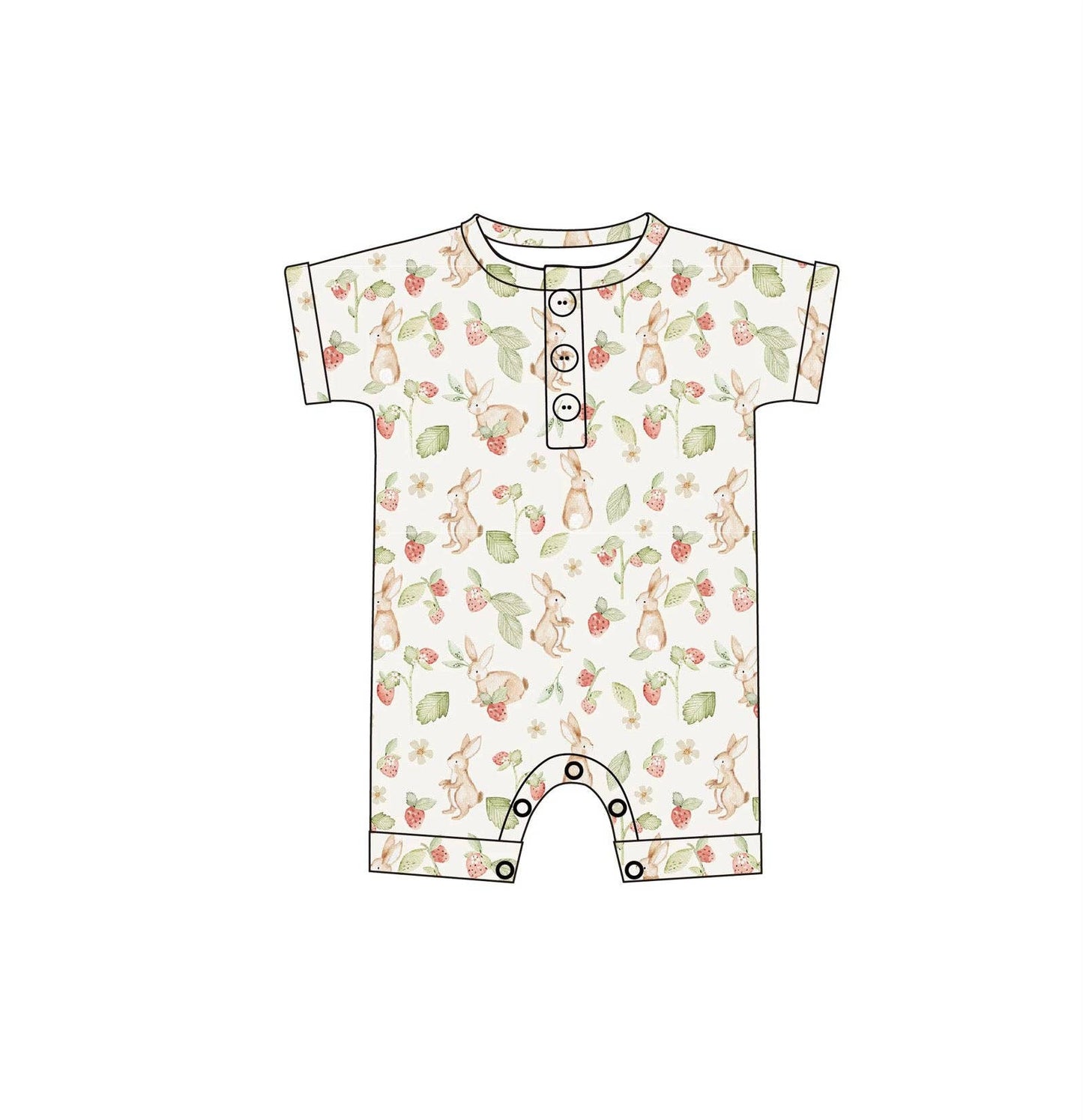 Strawberry Bunnies Henley Shortie