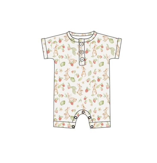 Strawberry Bunnies Henley Shortie
