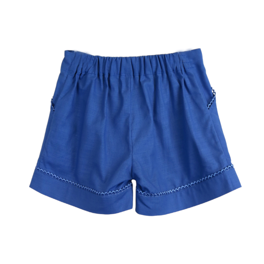 Crochet Trim Front Pleat Shorts