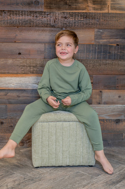 Crew Neck Jogger Set - Army Green