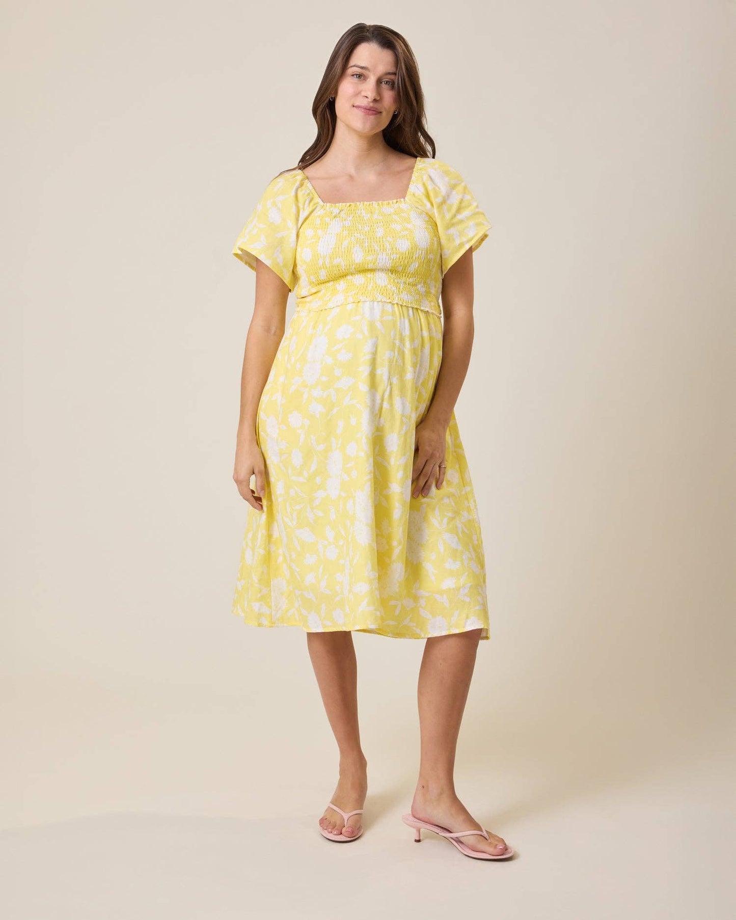Lola Smocked Midi Dress | Yellow Floral