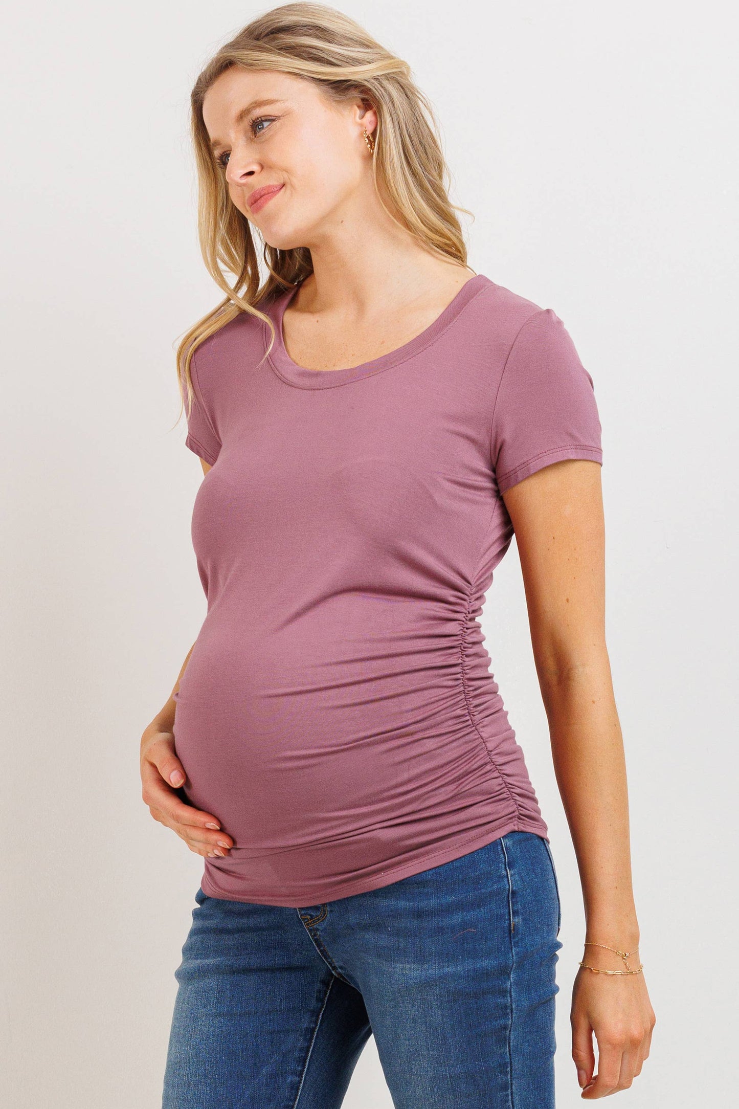 Ruched Short-Sleeve Maternity T-Shirt