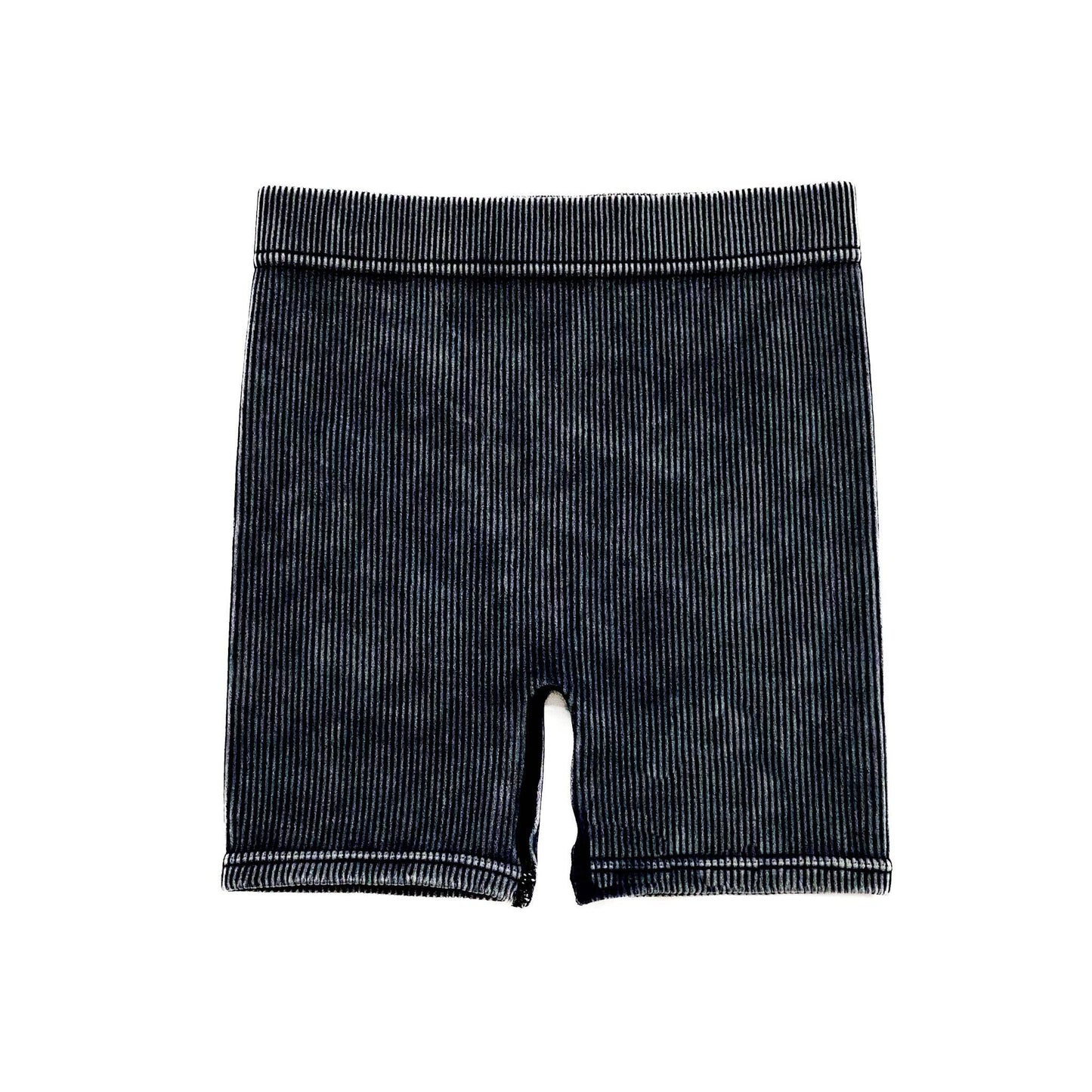 ACID WASH BIKER SHORTS - ONYX