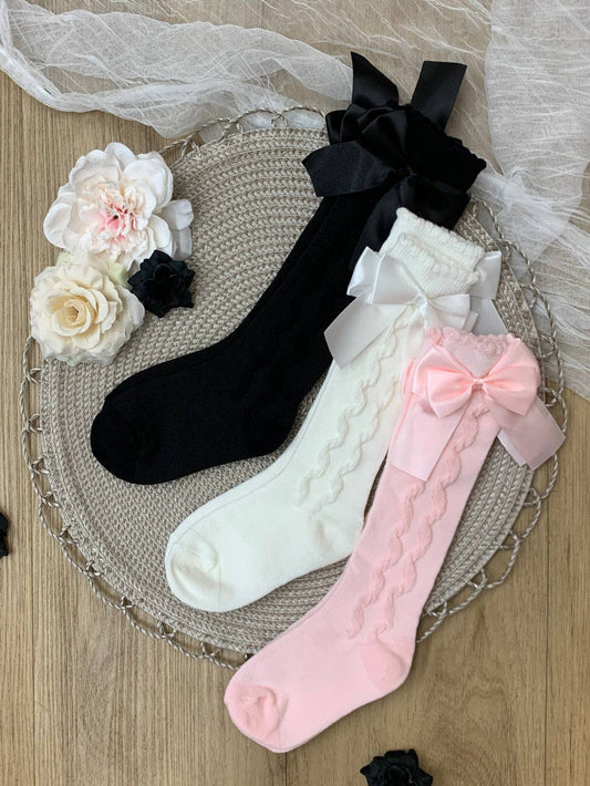 Silky Bow Knee-High Sock 3 Pack