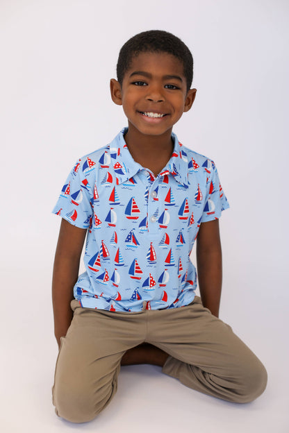 Short Sleeve Polo Shirt -Sail Away