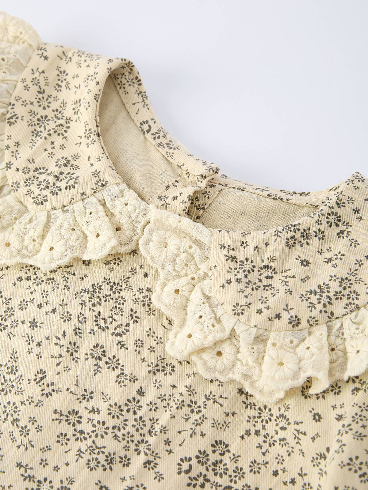 Apricot Lace Collar Girl's Floral Dress
