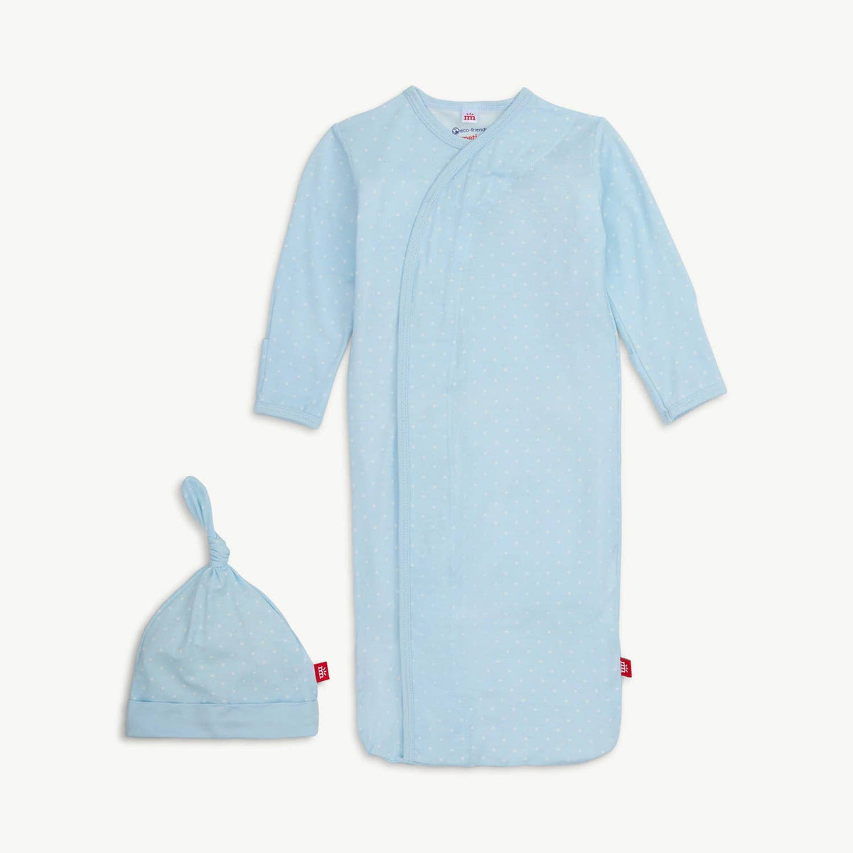 PIN DOT BLUE GOWN + HAT SET